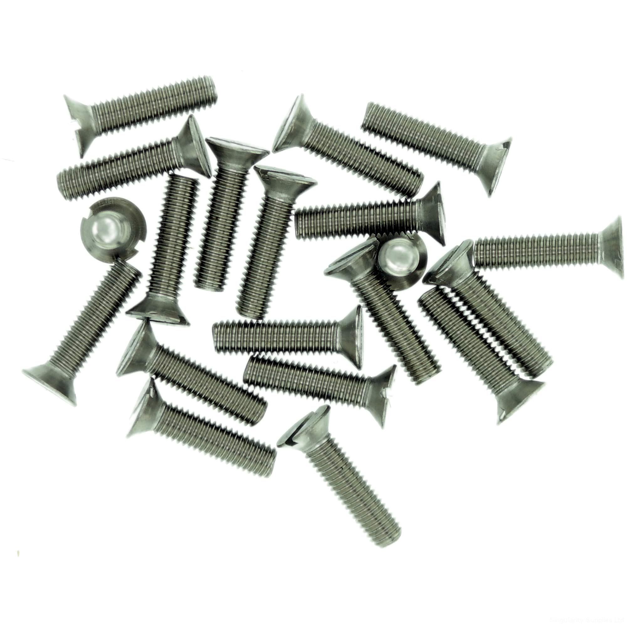 Singularity Supplies M1.2 (1.2Mm X 12Mm) Slot Countersunk Machine Screw (Bolt) - Stainless Steel (A2) (Pack Of 20)