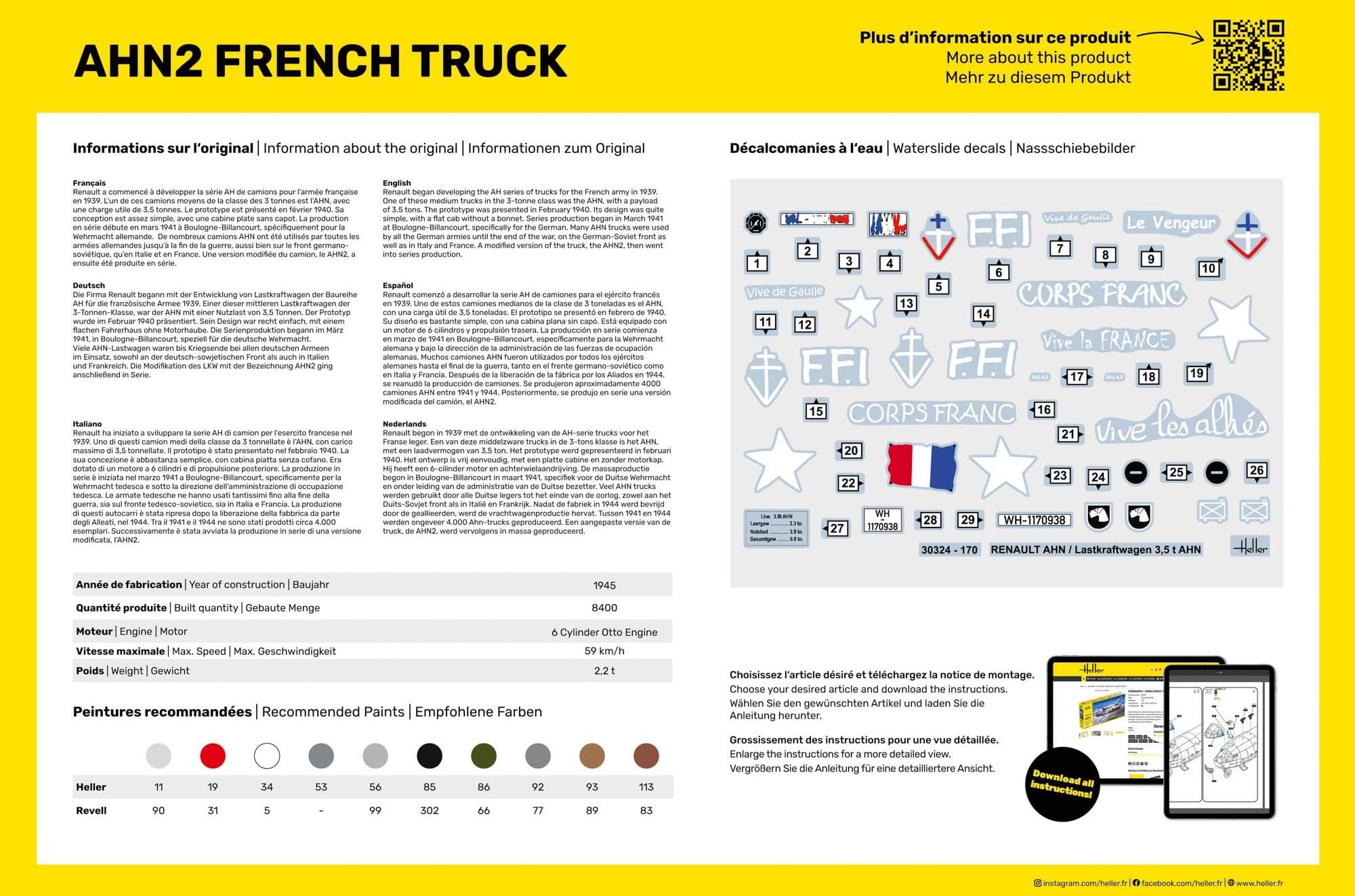 HELLER - Maquette Camion Starter Kit Ahn2 French Truck |heller|35324| 1:35