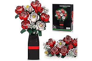 Artificial Roses Flower Bouquet, 841PCS Flower Building Set