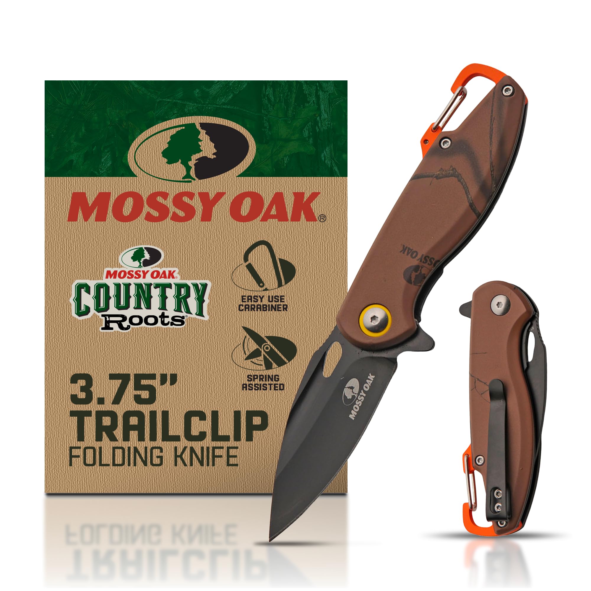 Trailclip Folding Pocket Knife 3.75" with Aluminum Handle, Brown