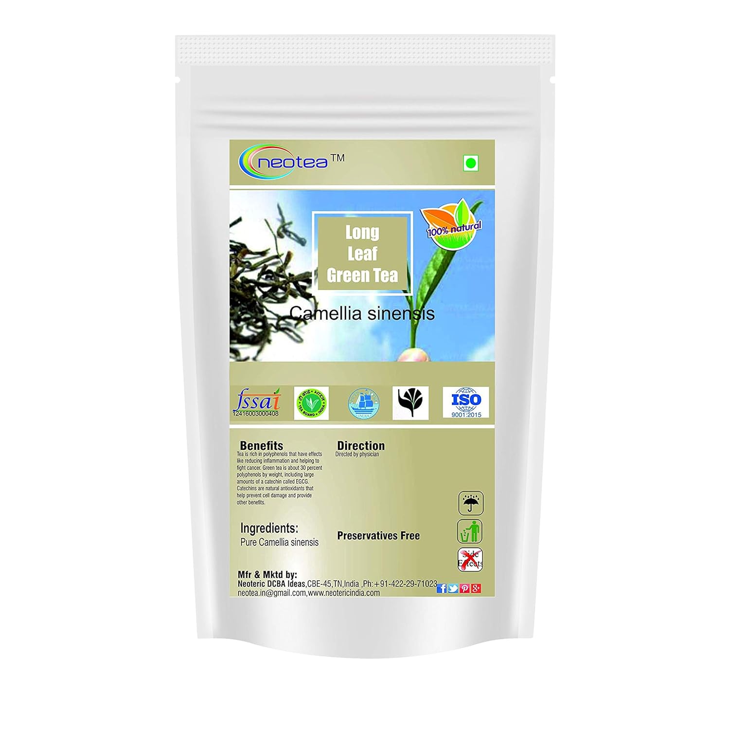 Neotea Long Leaf Green Tea Long Leaf Original Allnatural Green Tea with AntiOxidants 300 gm