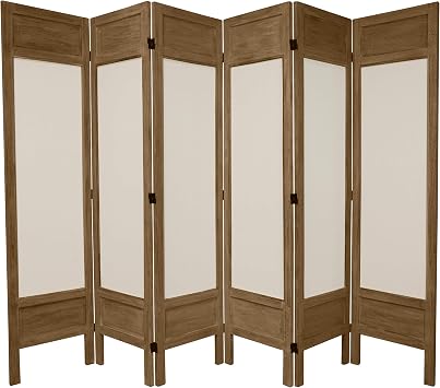 Red Lantern 5 1/2 ft. Tall Solid Frame Fabric Room Divider - Burnt Grey - 6 Panel