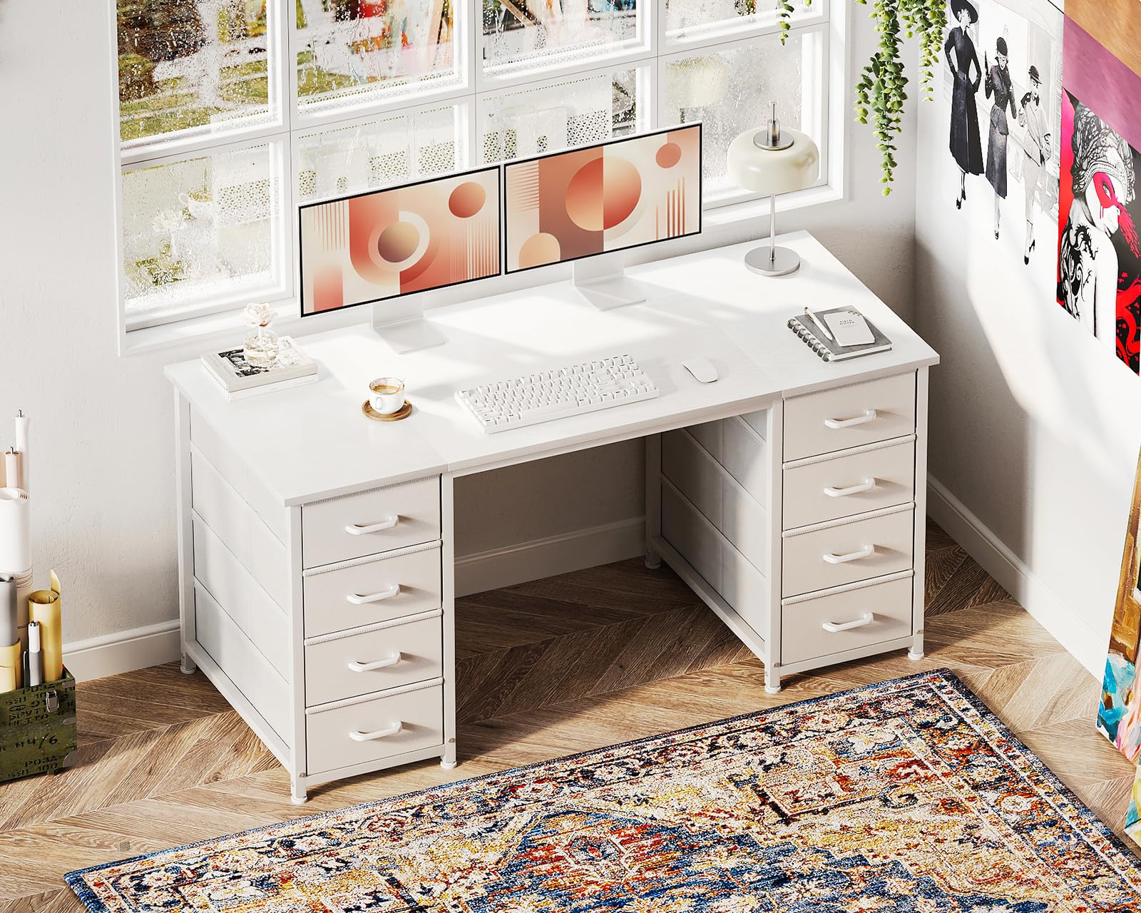 Amazon.com: Casaottima 48 Inches Computer Desk with 8 Fabric