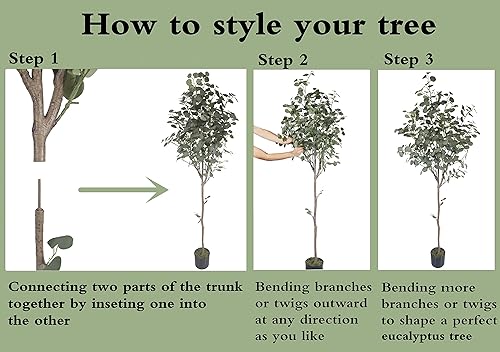 Miniatura 6 de Joyplants Árbol de eucalipto artificial de 6 pies de alto moderno hojas de dólar plateadas plantas de plástico para decoración del hogar decoración
