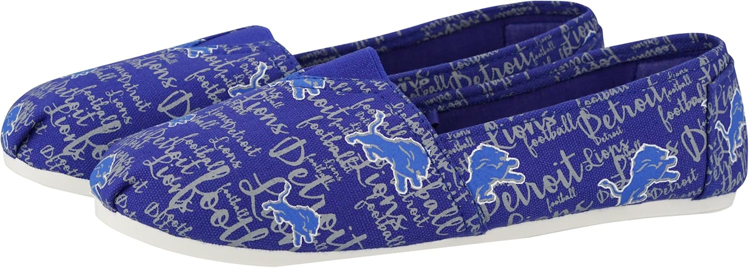 FOCO Womens NFL Canvas Script Print Slip On Shoes