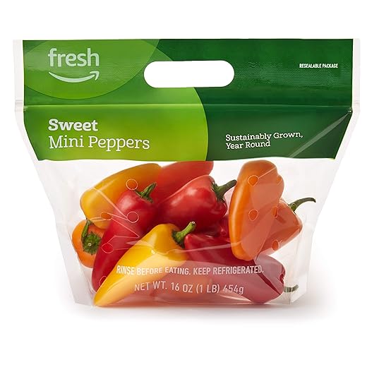 Amazon Fresh Brand, Sweet Mini Peppers, 16 Oz