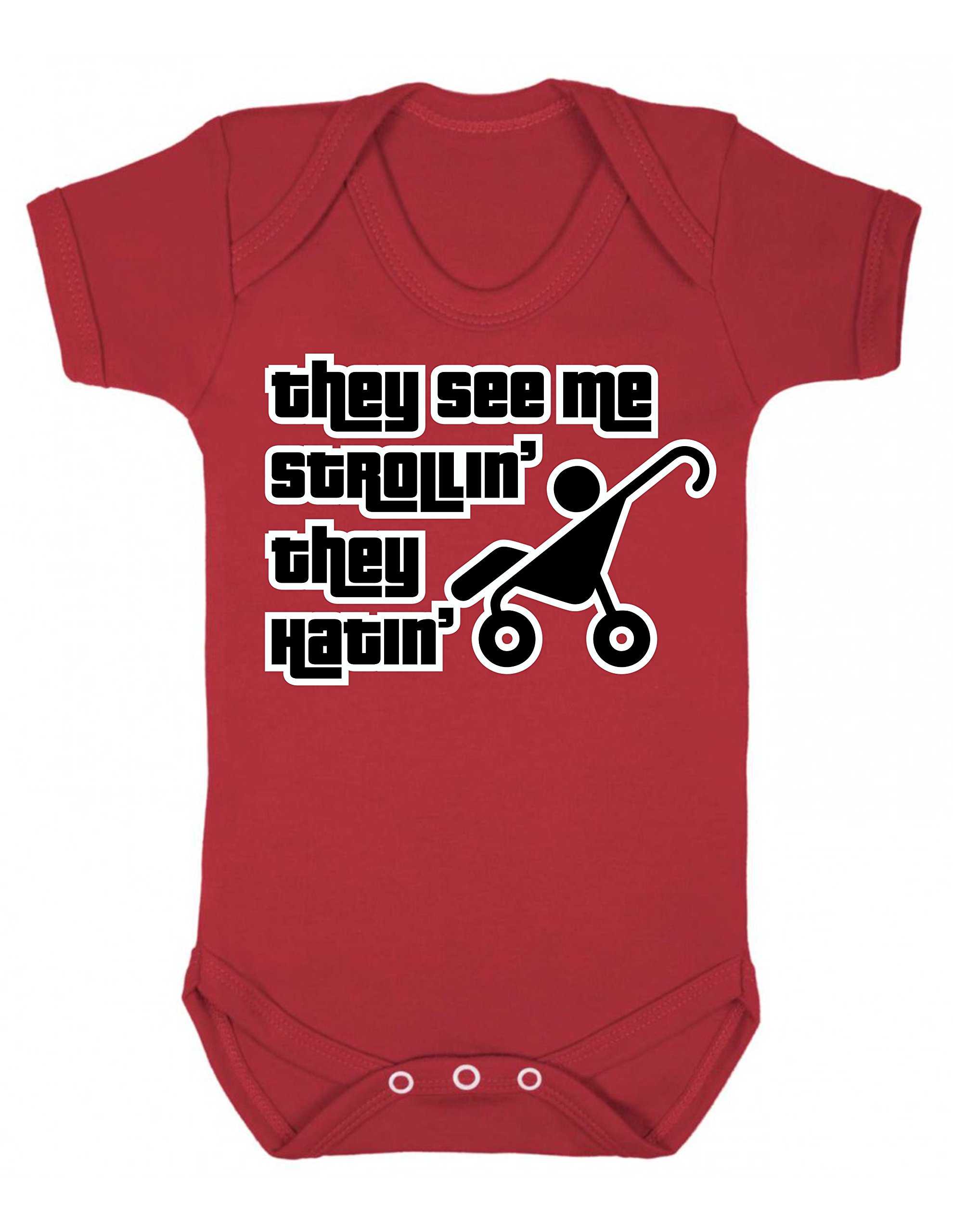 Reality Glitch Red They See Me Strollin' They Hatin' Short Sleeve Babygrow