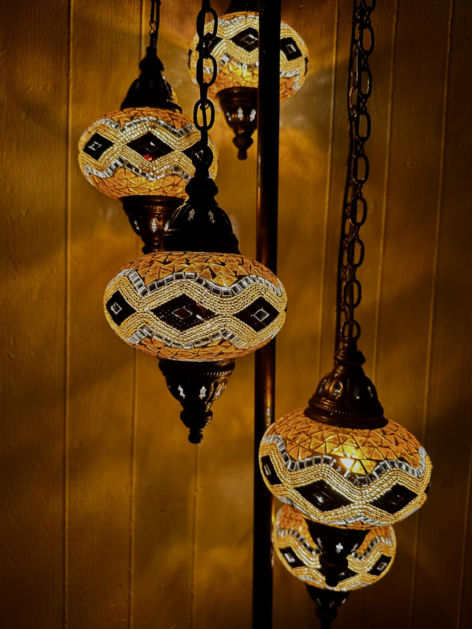 Samarkand-Lights Mosaiklampe – Orientalische Tisch-/Stehlampe, Gold, E14-Fassung, Handgefertigt