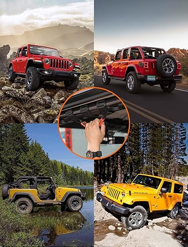 Miniatura 7 de Savadicar - 2 asas de agarre para barra antivuelco de vehículos, accesorios de interior, color naranja neón