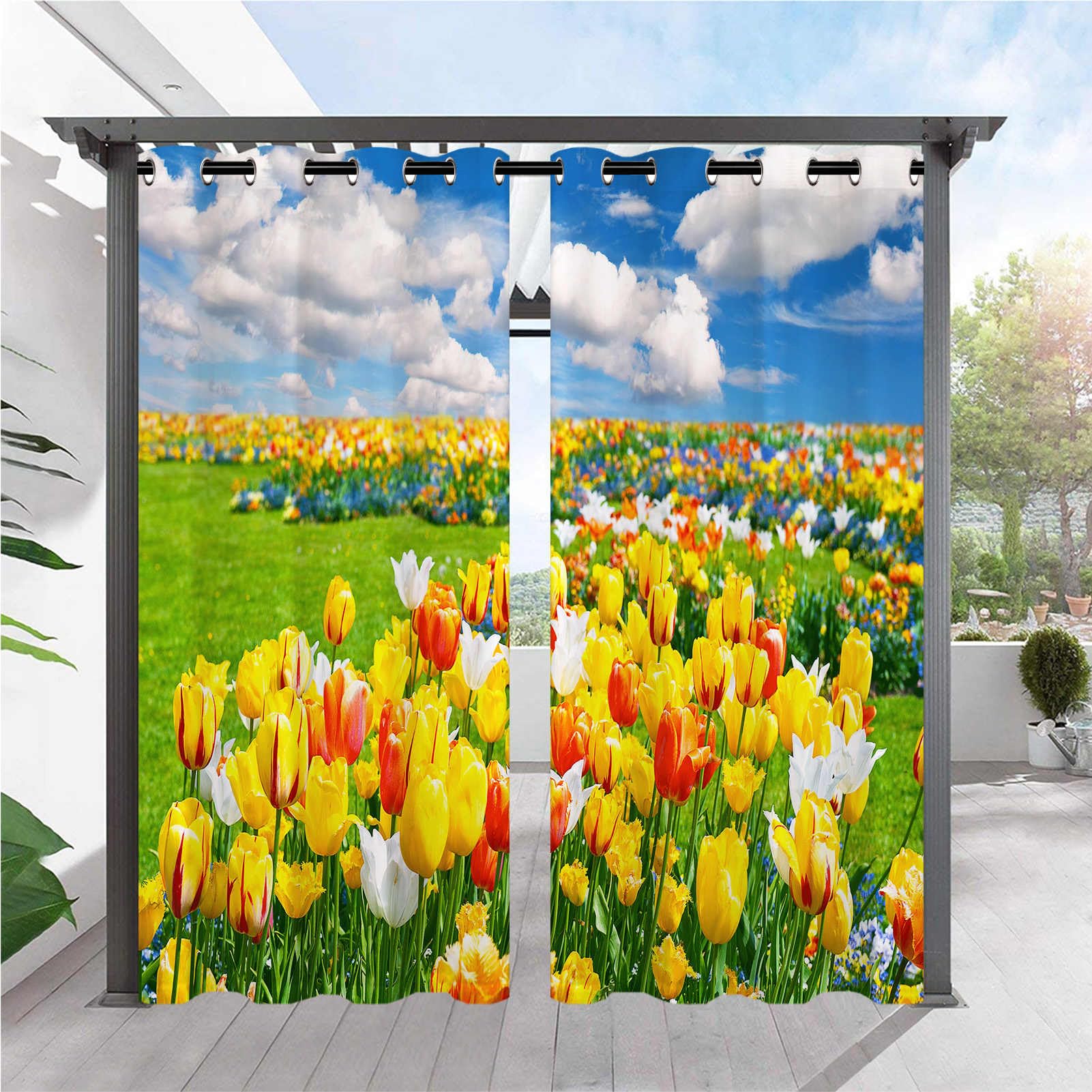 ANHOPE Outdoor Curtains Waterproof Eyelet Top 2 Panels W 52" x L 94" — image 1