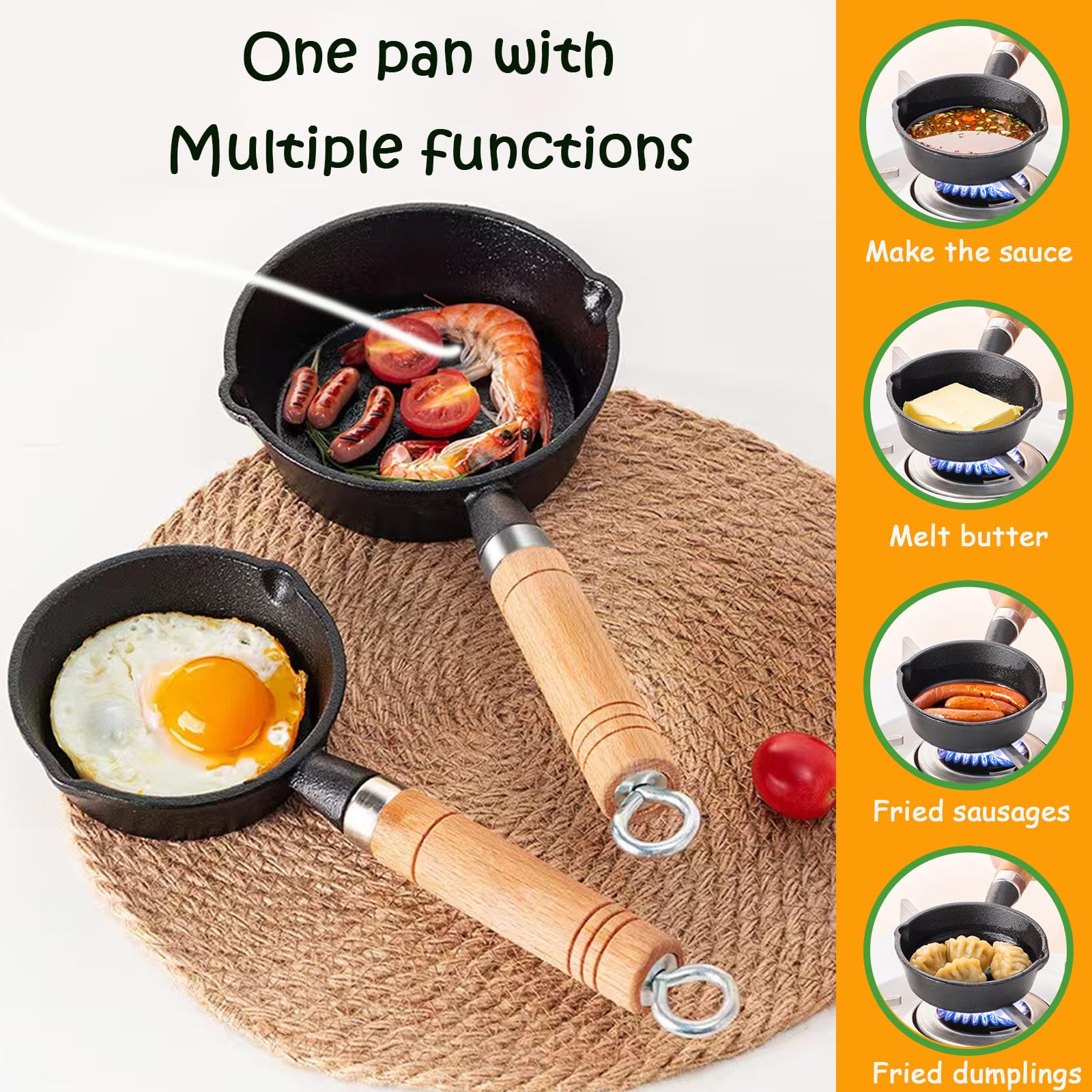 Kleine Pfanne, Ø 11 cm Mini Pfanne Induktion Antihaftbeschichtete Antihaftbeschichtung Omelettpfanne Induktionskochfeld Gaskochfeld für Eiern, Speck, Schinkenscheiben, Steaks, Camping