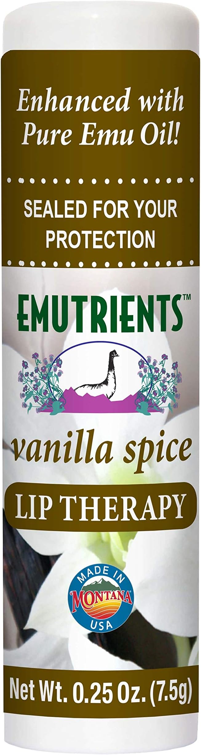 Montana Emu Ranch - Lip Therapy Lip Balm 0.25 Ounce - Vanilla Spice Flavor - Enhanced with Pure Emu Oil