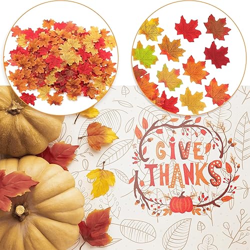 Miniatura 3 de Juego de 150 piezas de decoración de hojas de arce artificiales de bellota, juego de decoración de mesa de otoño, bellotas de plástico, hojas de