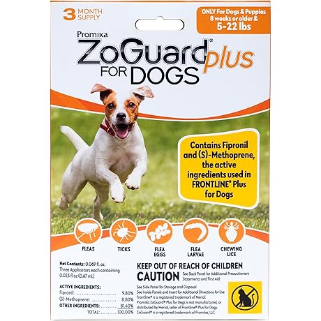 ZoGuard Plus Flea and Tick Prevention for Small Dogs 5-22 lbs (3 Doses)