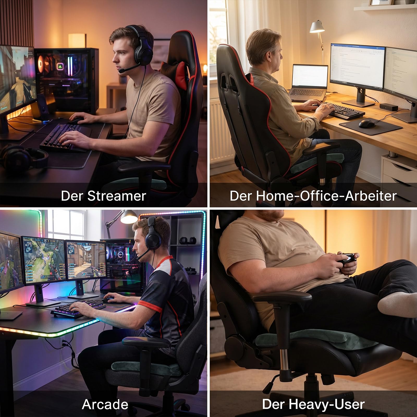 Ergonomisches Sitzkissen für Gaming-Stuhl & Bürostuhl, Steißbein Entlastung & Orthopädischer Komfort, für Bürostuhl E-Sport & Studium Druckentlastend & Atmungsaktiv Unterlage für langes Sitzen