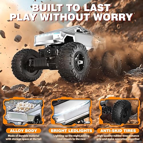 Miniatura 5 de Auto a control remoto, juguete de camión monstruo 114 para niños, autos RC de 2.4 GHz, impermeable, 4WD todo terreno, todoterreno, regalo de