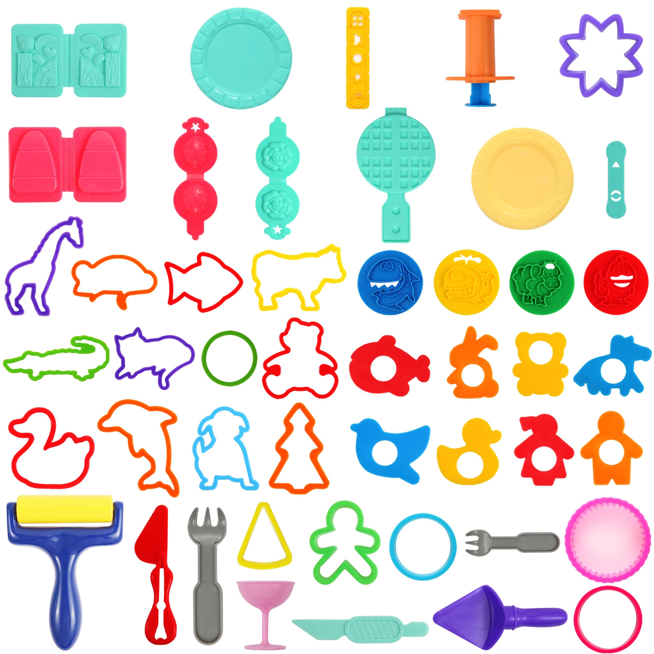 Pâte À Modeler pour Enfants - Accessoires Pâte à Modeler - 21Pcs -Y compris les fleurs,pigeons volants,chiots,Coupeurs et Rouleaux - Jeux - Jouets