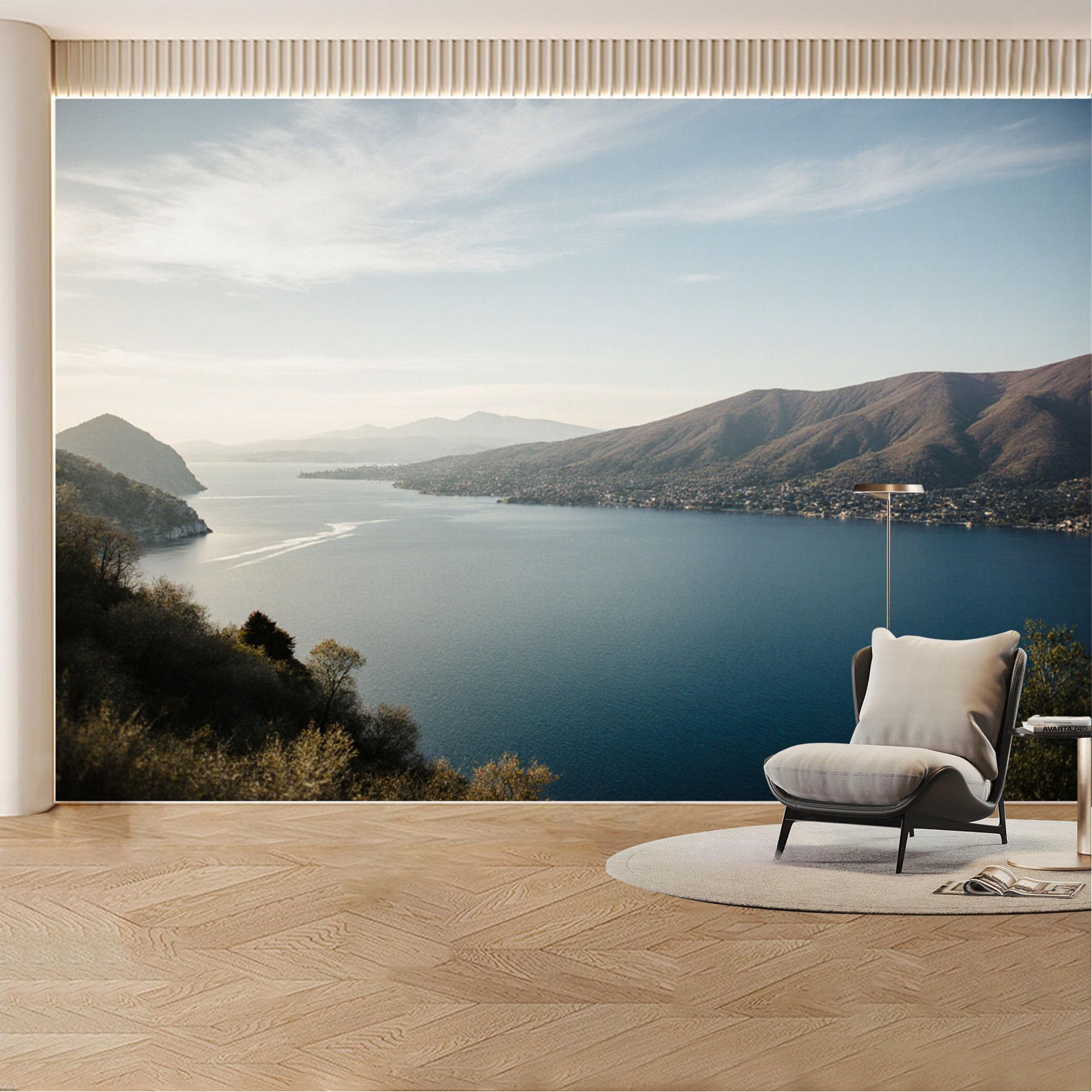 Custom Wall Mural Wallpaper Mountain Lake Landscape Nature Wall Decor Large Wall Art Serene Minimalist Misty Removable SelfAdhesive Large Photo for Living Room， Bedroom， Office