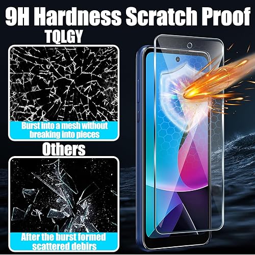 Miniatura 3 de TQLGY Paquete de 3 protectores de pantalla para Samsung Galaxy A03s con 3 protectores de lente de cámara, película de vidrio templado, dureza 9H,