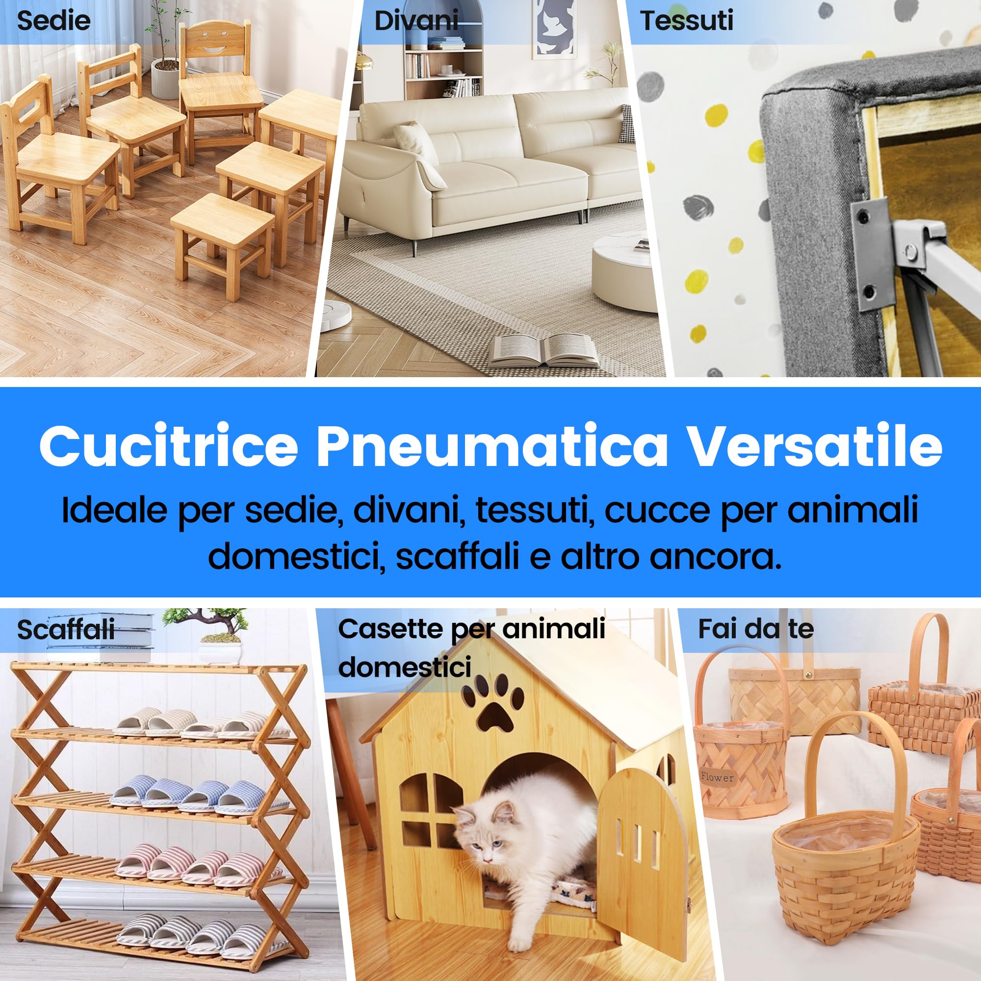 meite MT8016 Graffettatrice Pneumatica, Sparachiodi ad Aria Compressa per Tappezzeria e Lavorazione del Legno, 21GA Tipo 80, Graffette 6–16 mm per Falegnameria e Fai da Te