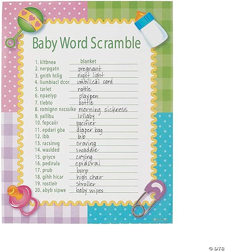 Miniatura 2 de Juego de revuelto de palabras para fiesta de bienvenida del bebé, de Fun Express Baby, 24 piezas
