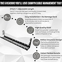 Vista 2 de Bandeja de Gestión de Cables Bajo el Escritorio Sin Taladro - Extensible de 16" a 31" de Acero Resistente Ocultador de Cables de Escritorio