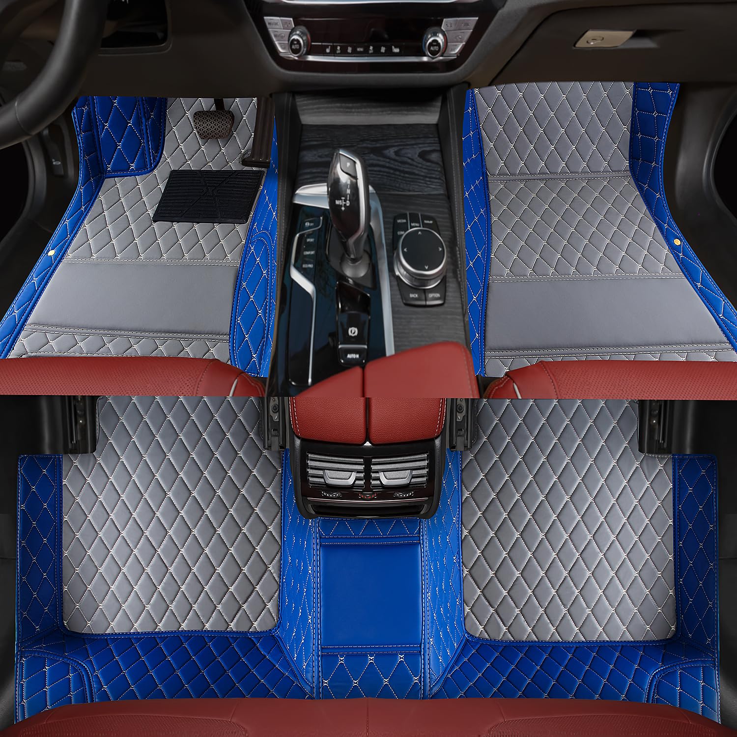 Custom car Floor mat is Compatible for Mercedes-Benz，to All Models for Benz (2000-2025) C260/C200/S500/ A260/ B200，Luxurious ‌All-Weather car Floor MATS. (Grey Rice & Blue Rice)
