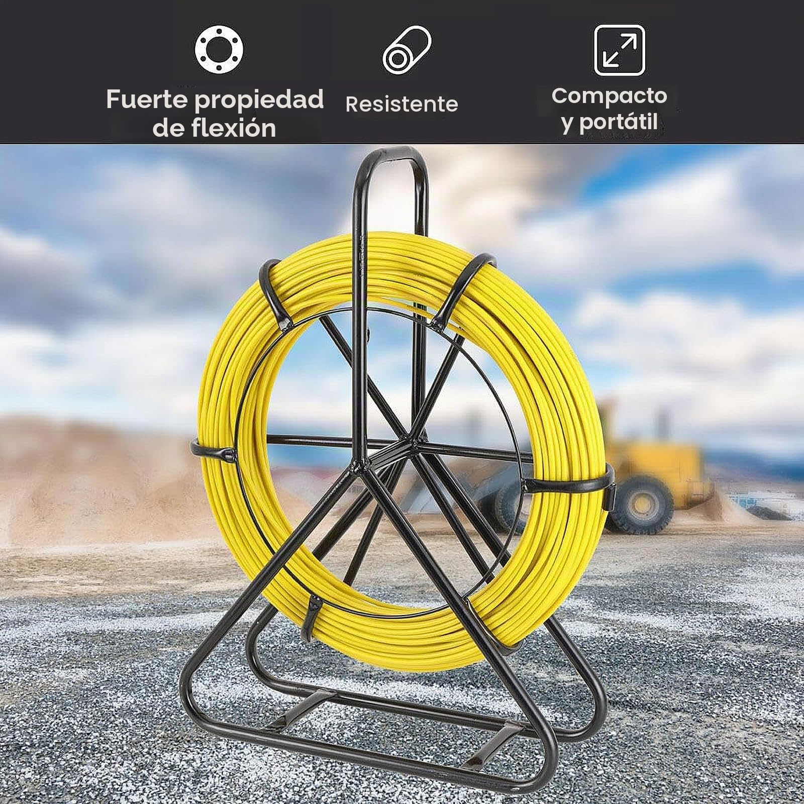6mmx100M Cinta de Fibra de Vidrio, Herramienta de Instalación de Cable Eléctrico de Fibra de Vidrio, Enhebrador de Cable de Tubería de Electricista