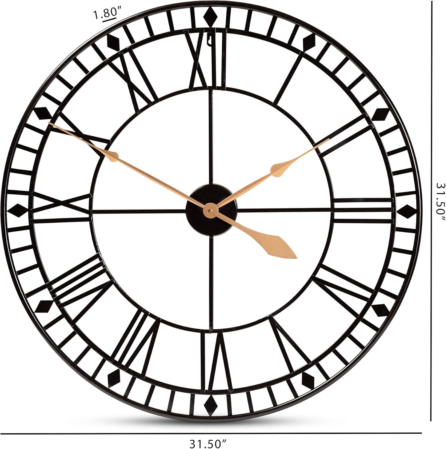 Baxton Studio Janette Classic Contemporary Black and Gold Finished Metal Wall Clock
