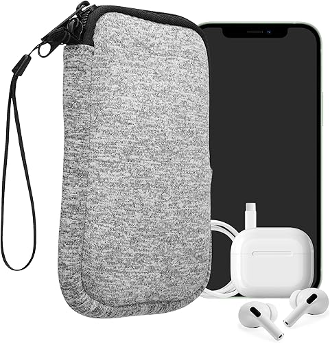 Miniatura 40 de kwmobile Bolsa de neopreno para teléfono tamaño XL - 6.7/6.8 pulgadas - Funda universal para celular con cremallera, correa para la muñeca, amarillo
