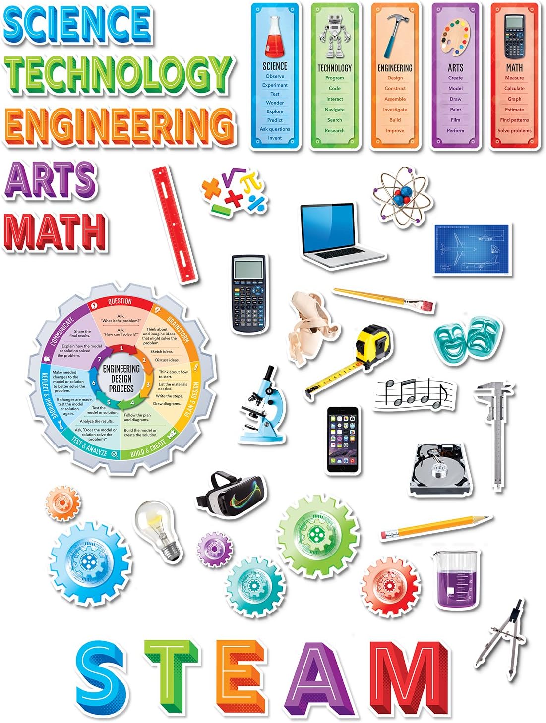 CTP STEM/STEAM Bulletin Board, Classroom Decoration, 42 Pieces (Creative Teaching Press 2962)
