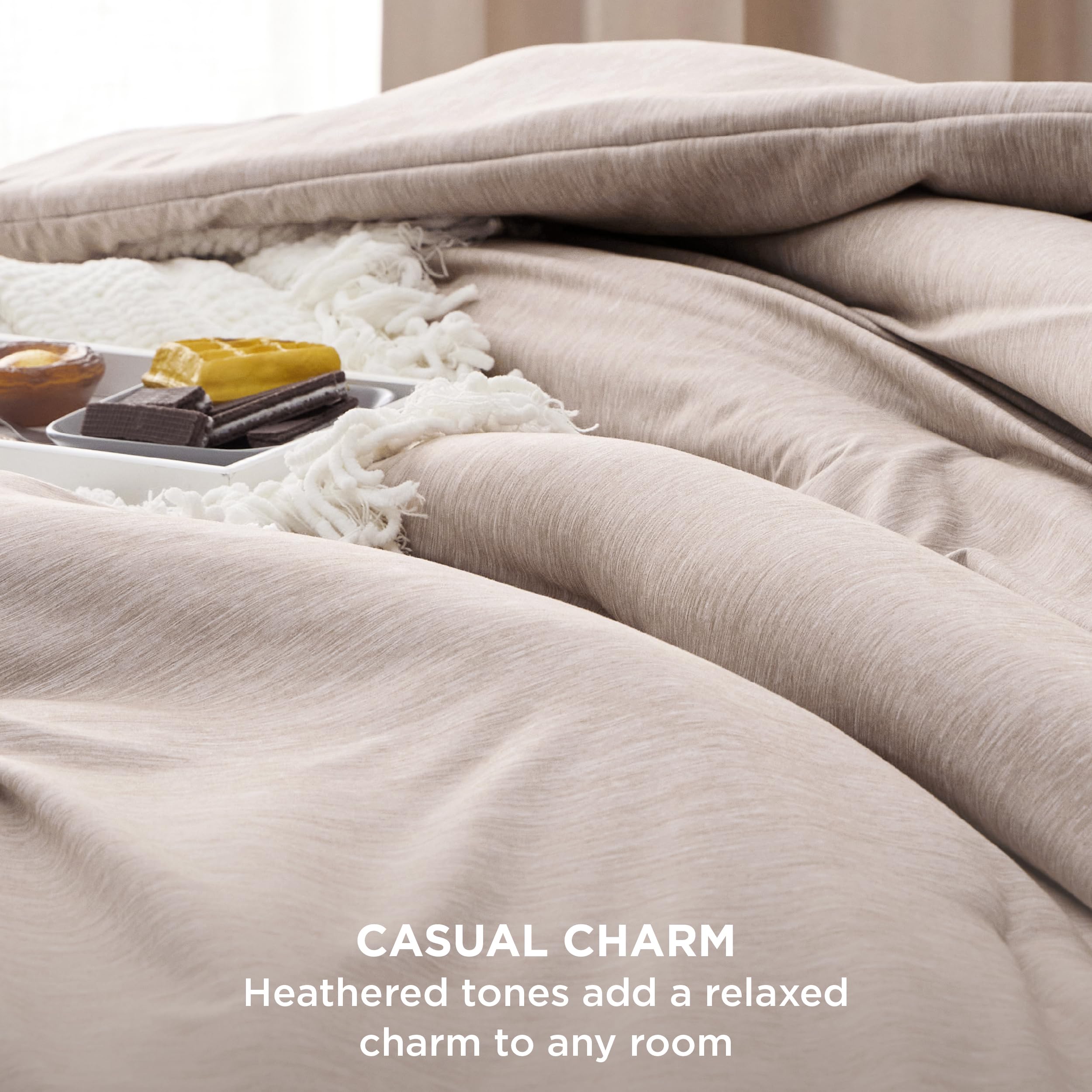 King Size Petrichor Taupe Quilt Set - Lightweight, All Seasons, Ultra Soft & Breathable Bedspread With Pillow Shams