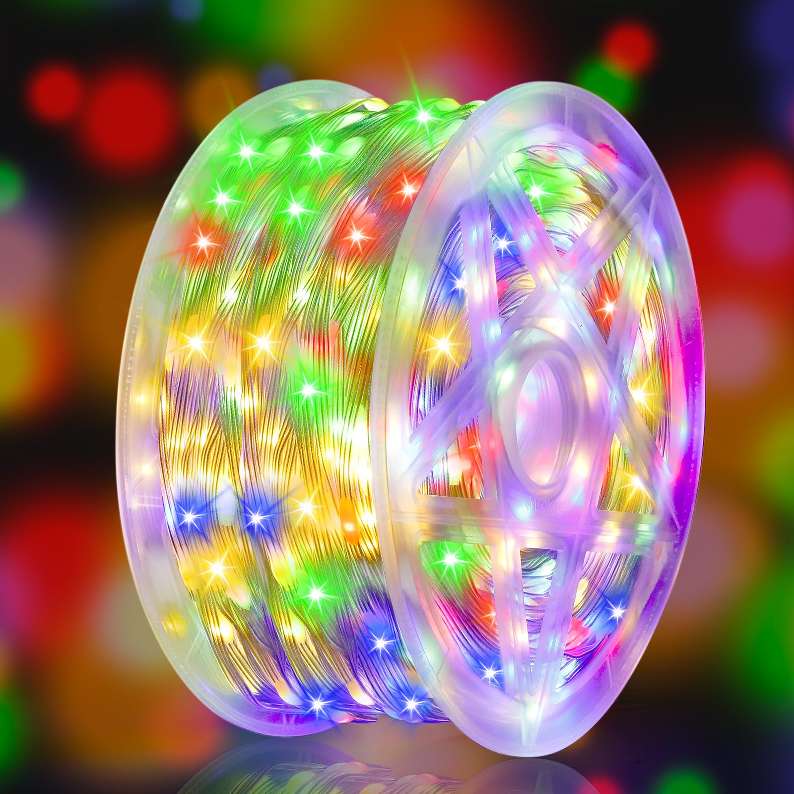 Luces de Navidad de 328 pies con 1000 luces LED para exteriores, alambre transparente, luces de árbol de Navidad con 8 modos impermeables, cadena de luces enchufables para exteriores, interiores