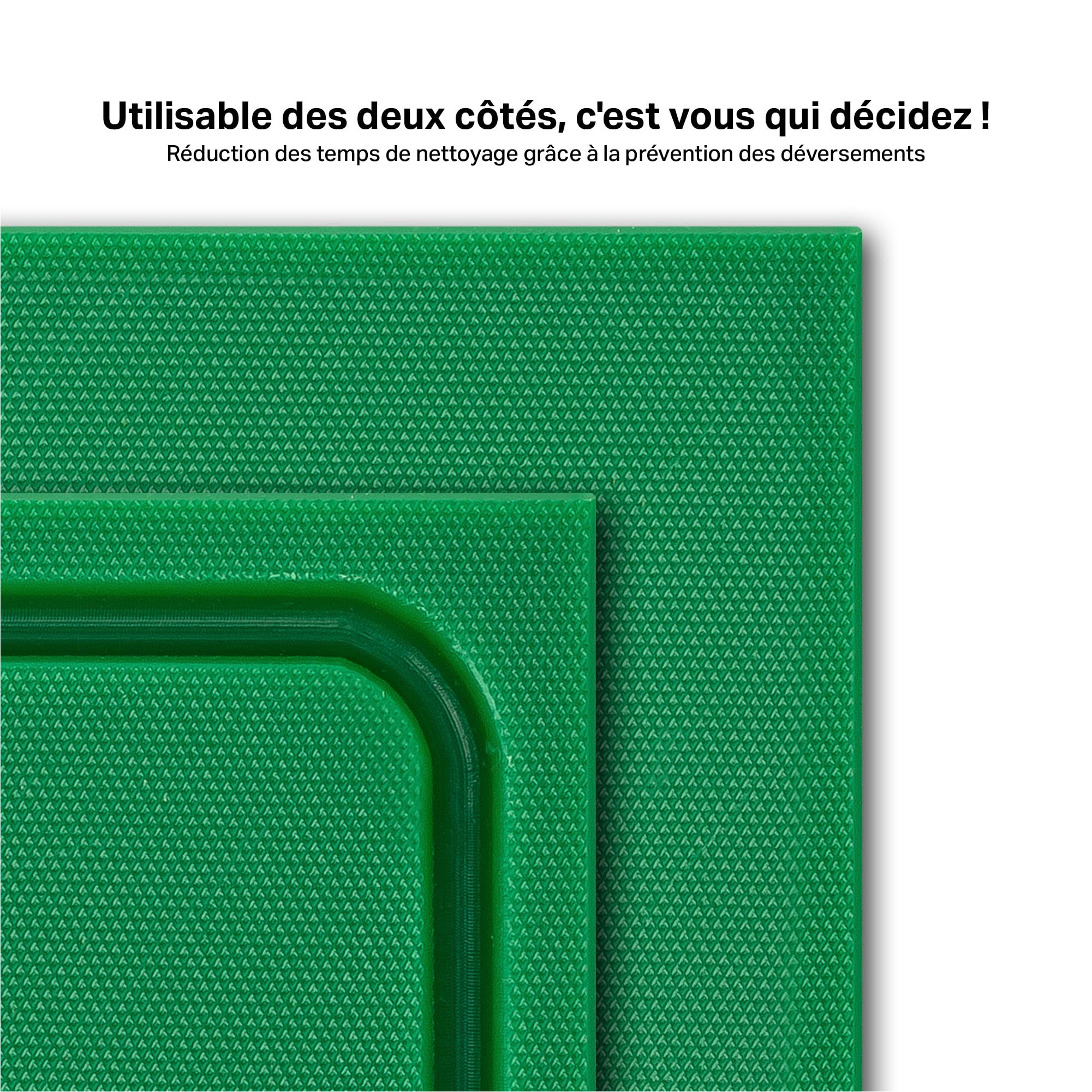 Planche à découper en plastique PE-HD Blanc, 60x40x2 cm, passe au lave-vaisselle, extra épaisse, n'abîme pas les couteaux bac à jus