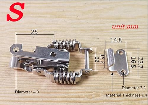 Miniatura 10 de Caja de herramientas de acero inoxidable 304 con doble resorte con carga de maleta, caja de herramientas de bloqueo, cierre de palanca con