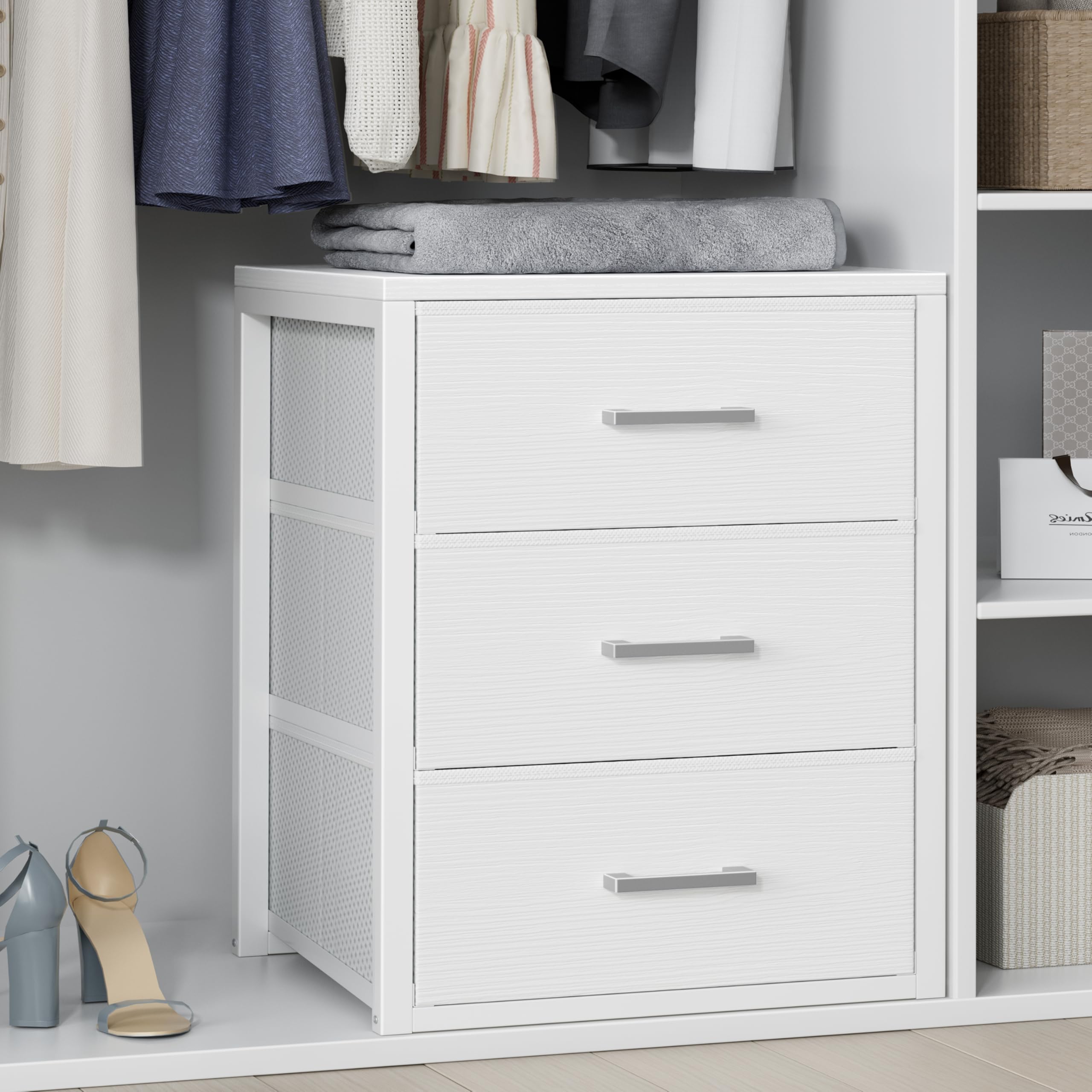 small dresser closet 5FT Small Closet System with 3 Fabric Drawers White Oak