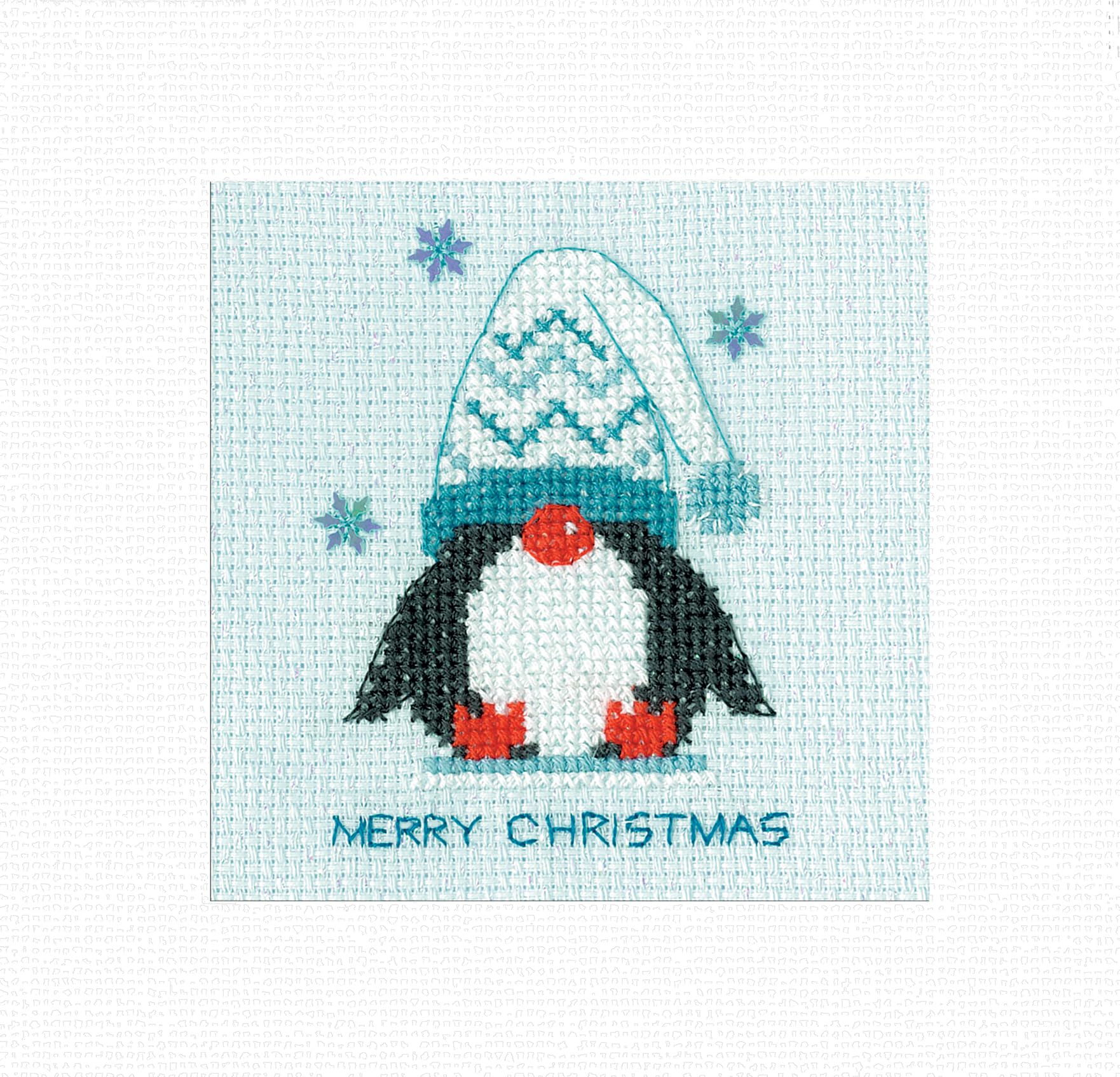 Heritage Crafts N/A Sparkle & Sequi Christmas Card Cross Stitch Kit - Frosted Pegui - Woolly Hat Cross Stitch Card Kit