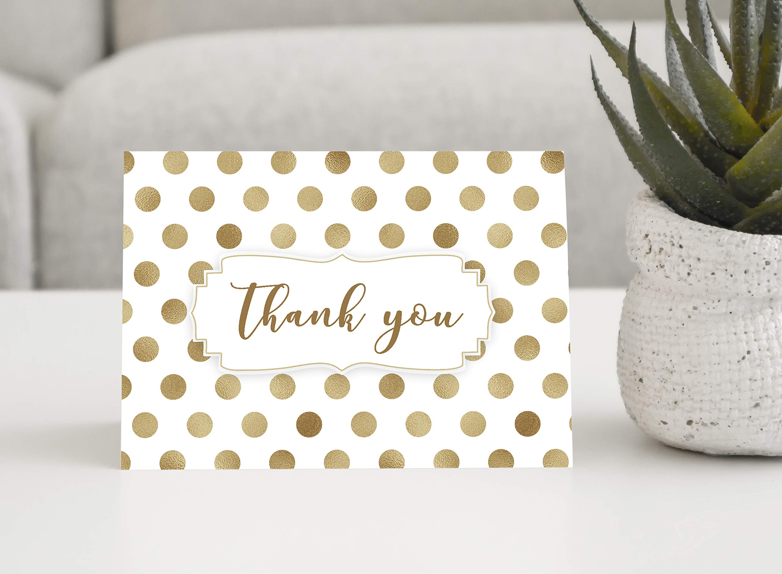 Darling Souvenir Weiß Goldene Punkte danken Ihnen Karten Wedding danken Ihnen Karten mit weißen Umschlägen - 100 Stück