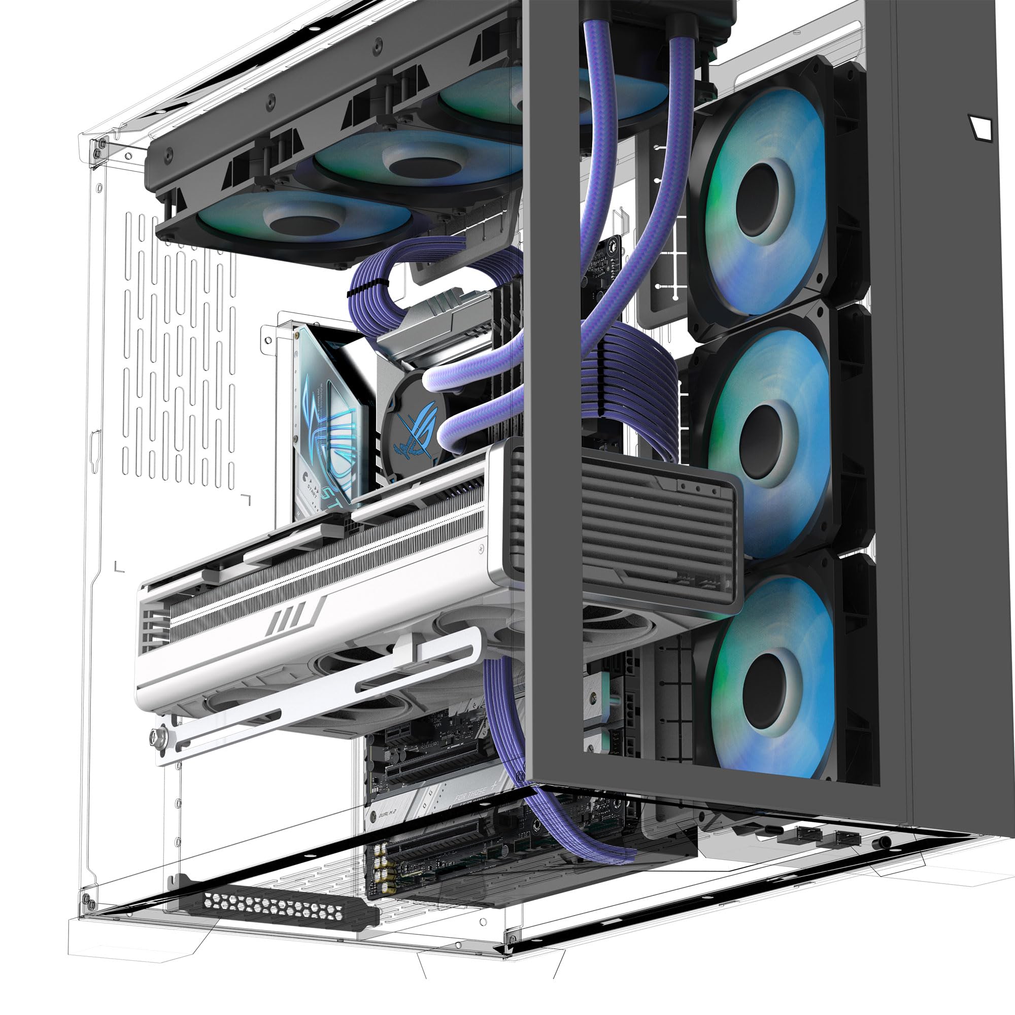 Staffa di supporto GPU, supporto per scheda grafica, supporto regolabile per scheda video (bianco)