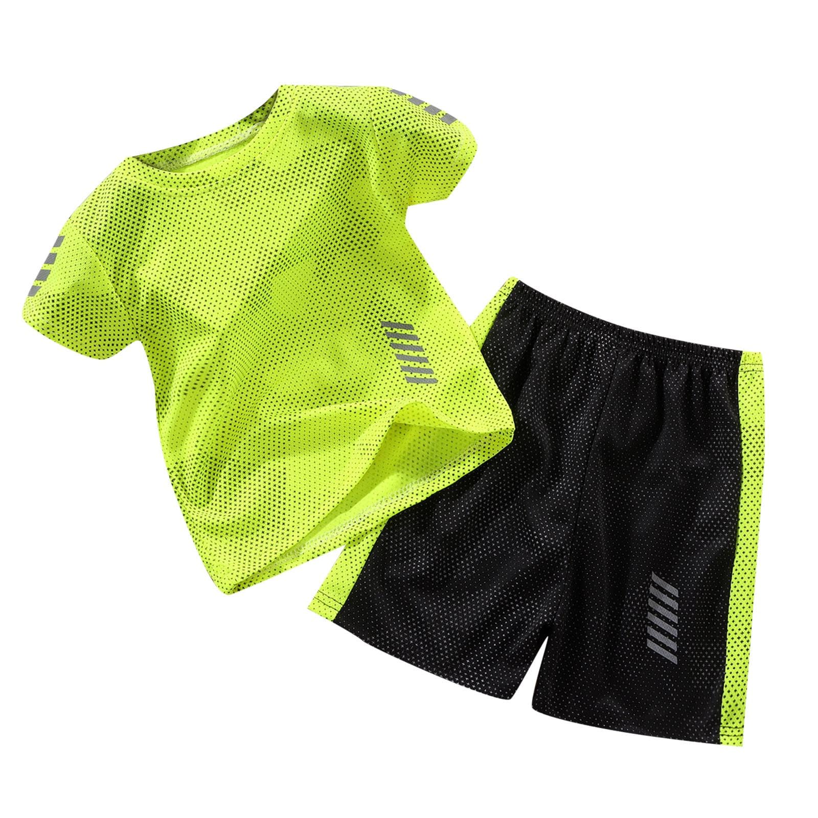 Kids Sports Shorts Sets Boys Girls Quick Dry Tracksuit 2 Piece Basketball Performance Tank Top and Mesh Shorts Set
