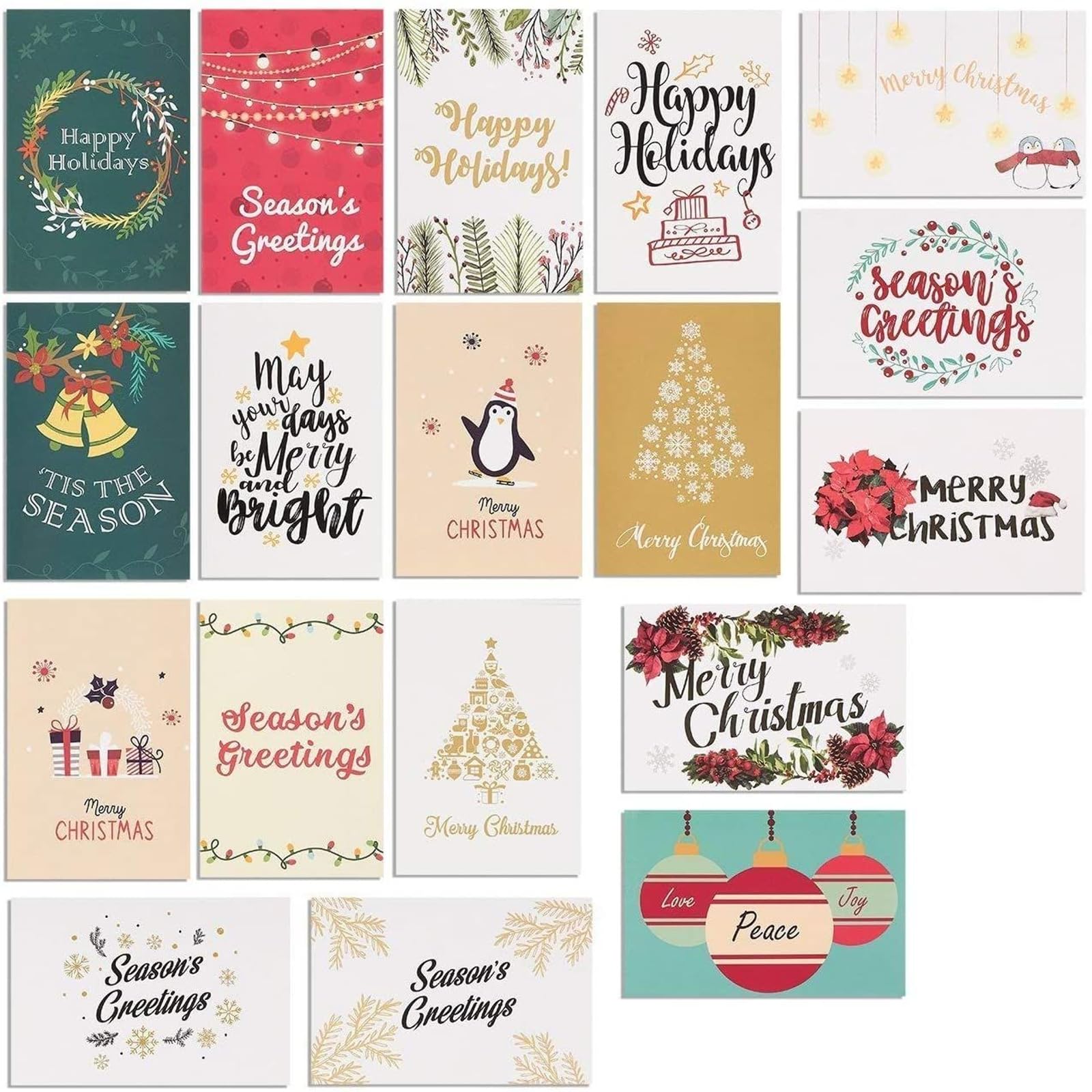 BEST PAPER GREETINGS Assorted Winter Holiday Cards - 4 x 6 In, Multicolor, Pack of 36 & Envelopes - Holiday Card Variety Pack for Personalized