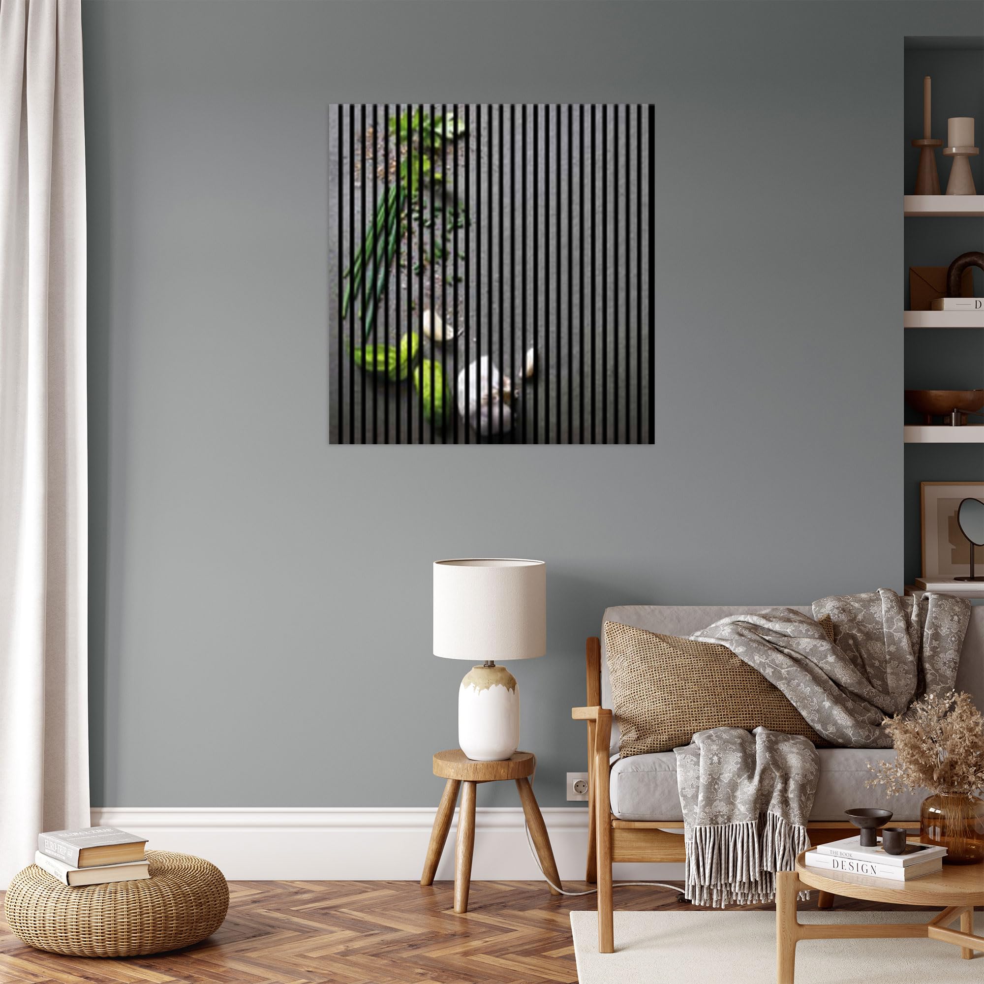 Panele akustyczne z nadrukiem cyfrowym zioła 03 19 x 1133 x 1195 mm zioła czosnek stół MDF włókna PET panele ścienne zielony biały, szary, 2 pojedyncze płyty
