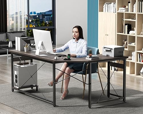 Miniatura 5 de Coleshome - Escritorio gaming en forma de L de 66 pulgadas, con toma de corriente, con soporte para CPU, escritorio esquinero para computadora, para