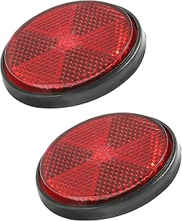 Zlirfy 2Pcs Round Rear Reflectors,Motorcycle Bike Screw Mount,Screw on Safety Spoke Reflective Gate Posts Reflector,Red Plastic Universal Screw Mount Reflective Warning Reflector