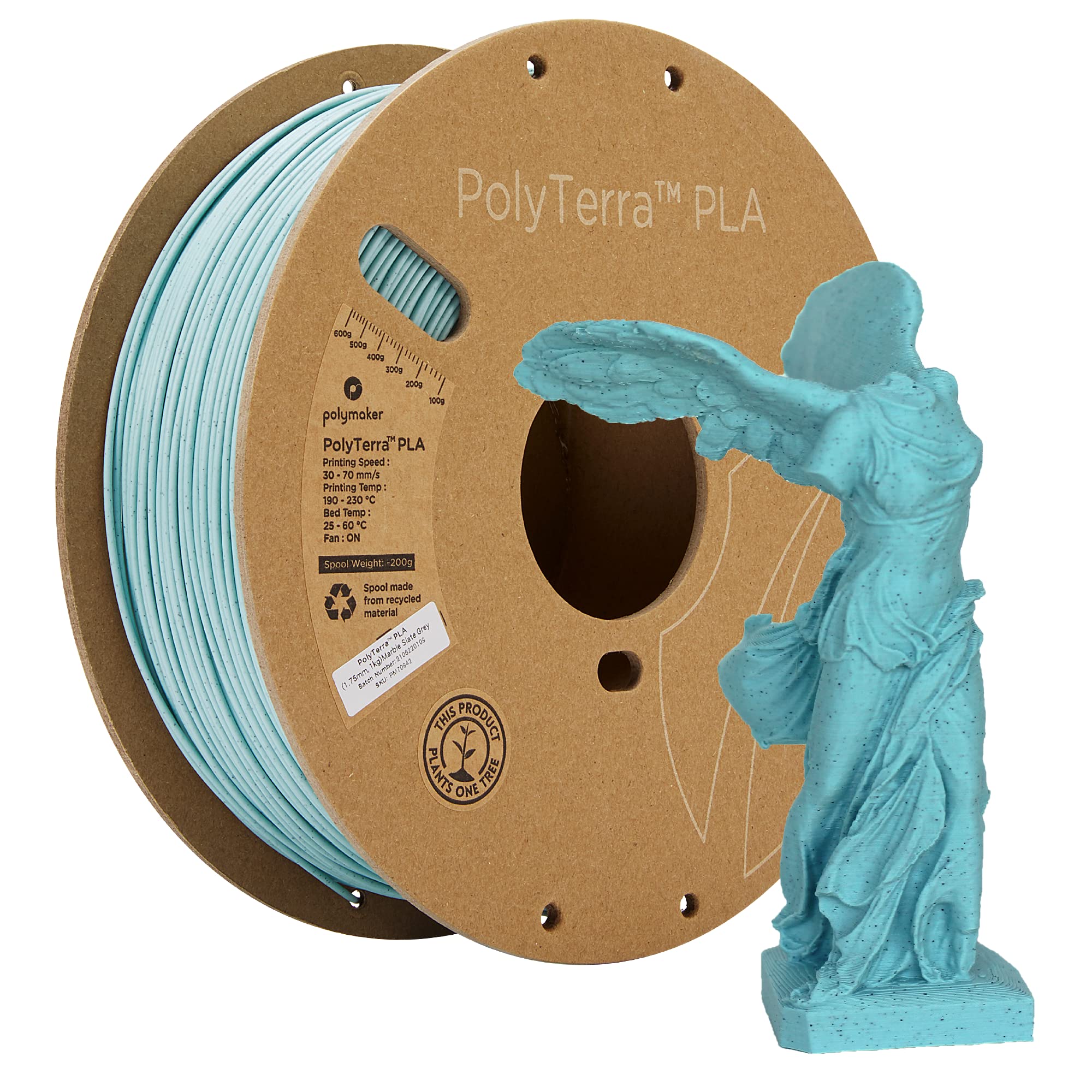 Polymaker Matte Marble PLA Filament 1.75mm Marble Slate Grey, 1kg Carton Spool PLA Filament 1.75 - PolyTerra PLA 3D Printer Filament, Print with Most 3D Printers Using 3D Filament (B096XG3PVS) Amazon Price History, Amazon Price Tracker