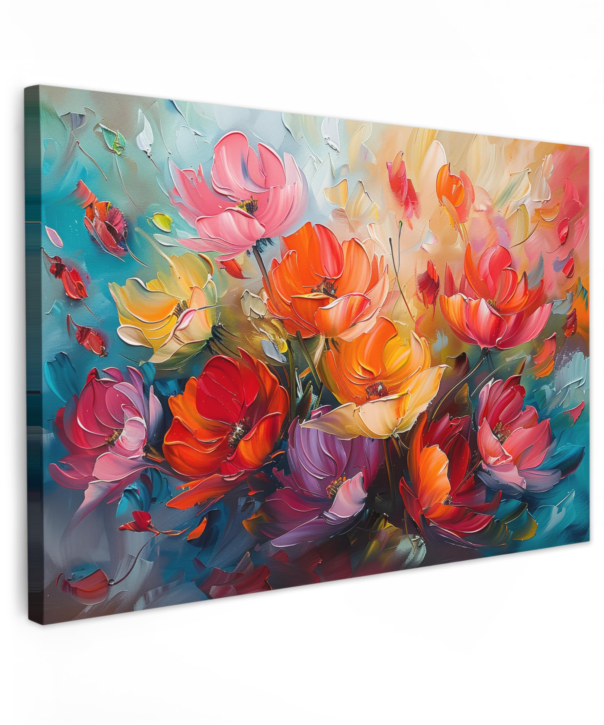 MuchoWow© Canvas Wall Art 47"x31" / 120x80 cm Decor Hanging Pictures for Living Room Canvus Artwork Deco Walls Flowers - Art - Watercolour - Botanical — image 1