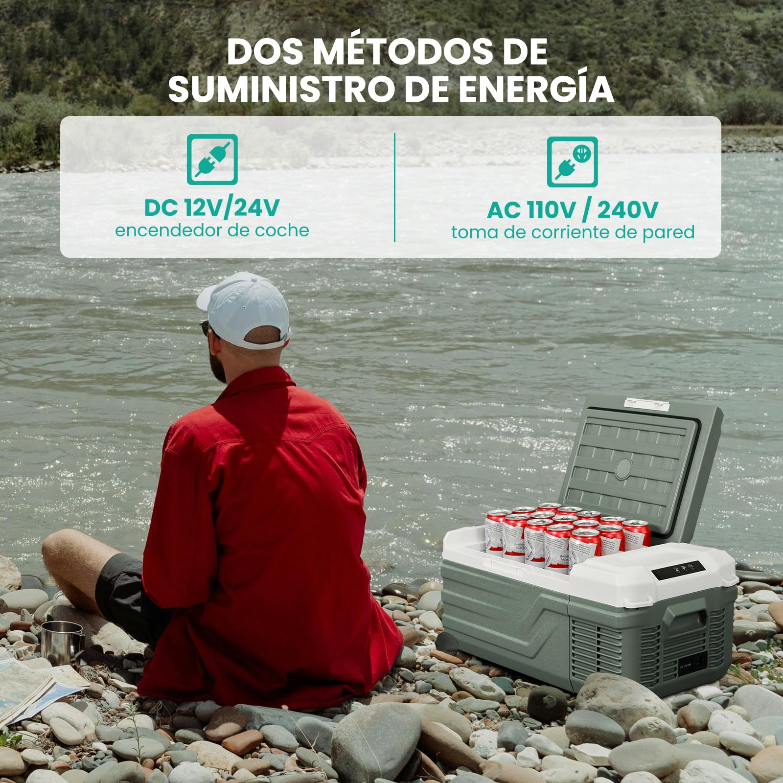 Alpicool Frigorifero Portatile Elettrico 15L, Frigoriferi per Auto 12/24V DC 100~240 Volt AC Frigo Auto, -20℃-20 ℃ Mini Frigorifero da Campeggio per Camion, Barca, Viaggio, Picnic