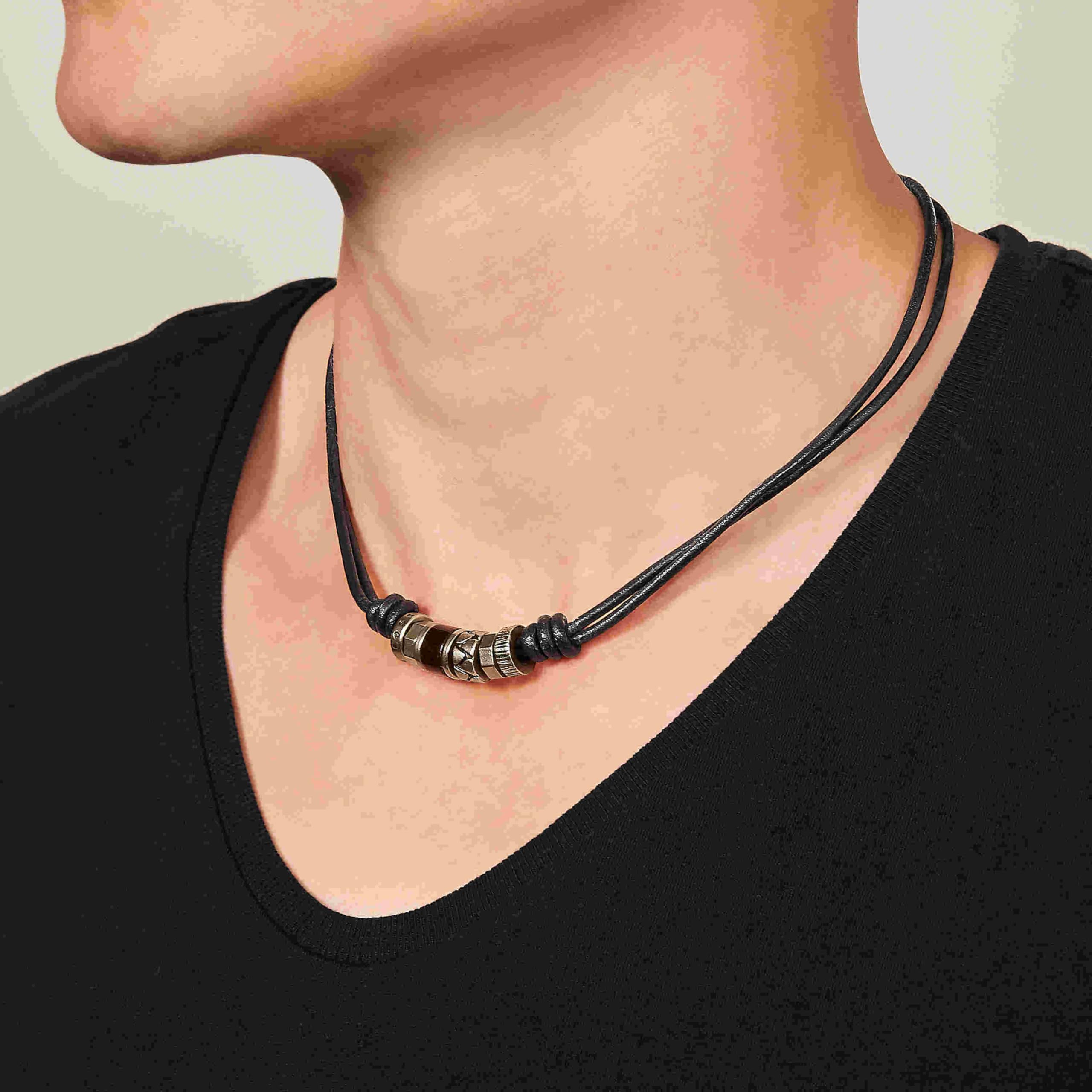 Fossil Herren-Halskette aus Leder mit Karabinerverschluss