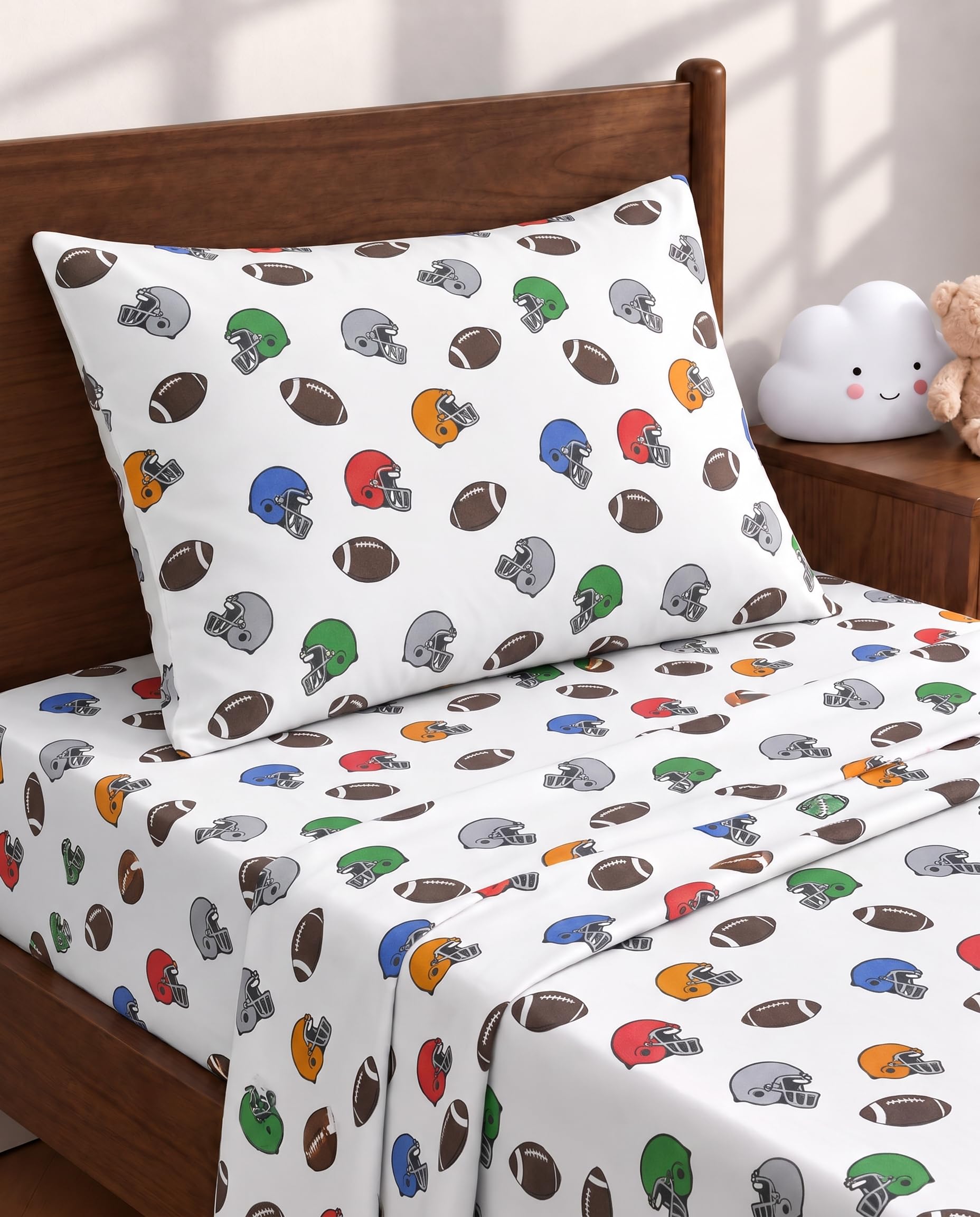 Kids Full Size Football Bed Sheets - 4 Piece Kids Football Sheet Set