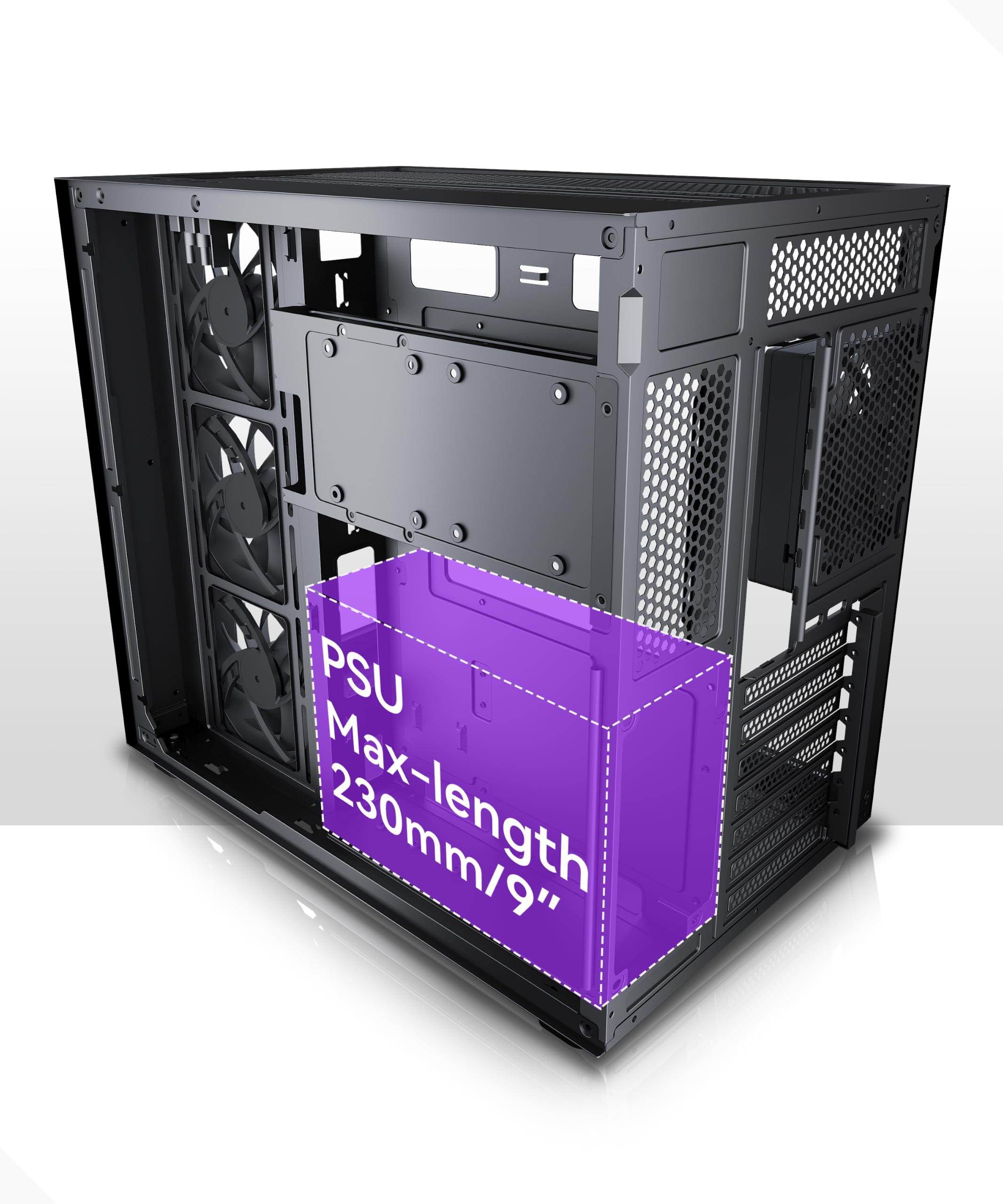 MUSETEX Y6 Caja PC ATX Torre Mediana Gaming con Tipo-C Cristal Templado 270° Negro